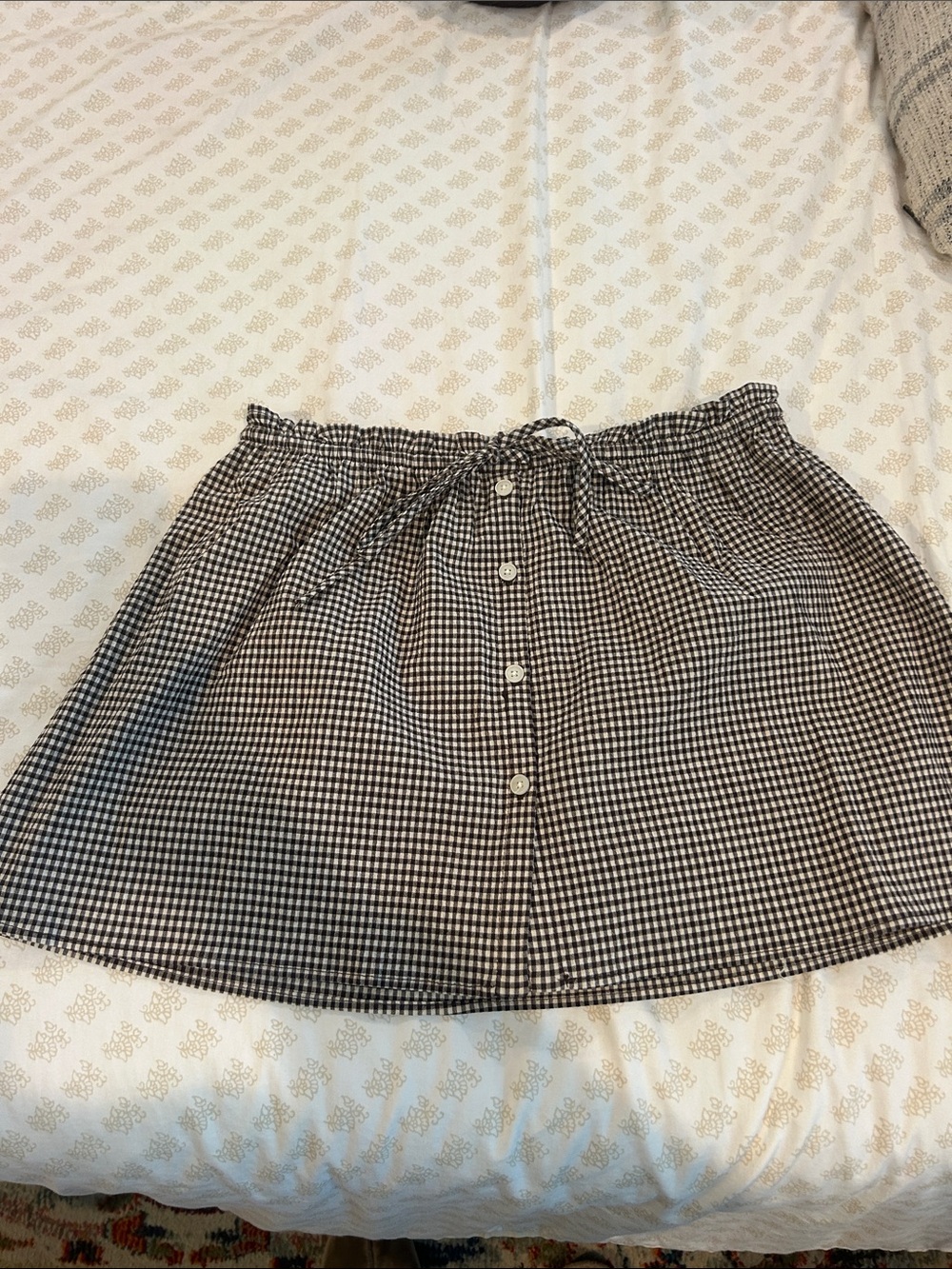 Zara Black and White Gingham Button-Front Mini Skirt